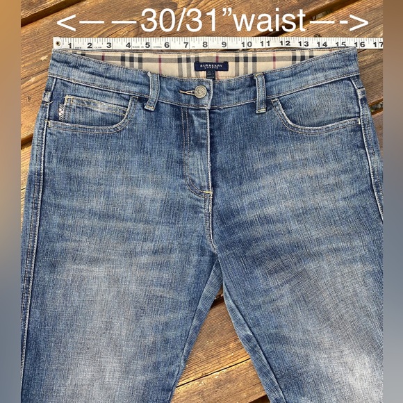 BURBERRY Distressed/Large LOGO 5 Pocket/straight leg Jeans🔥EUC🔥30”waist,UNISEX - Picture 14 of 16